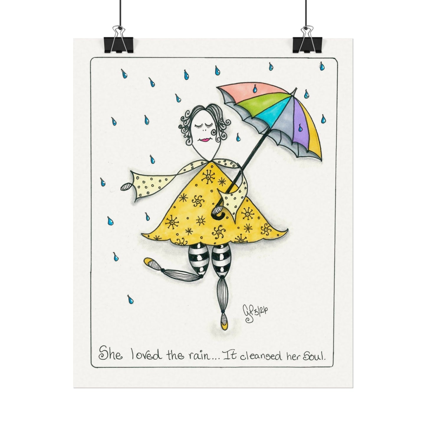 The Rain Cleansed Her Soul Textured Watercolor Matte Posters