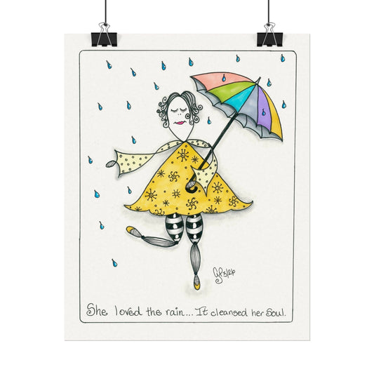 The Rain Cleansed Her Soul Textured Watercolor Matte Posters