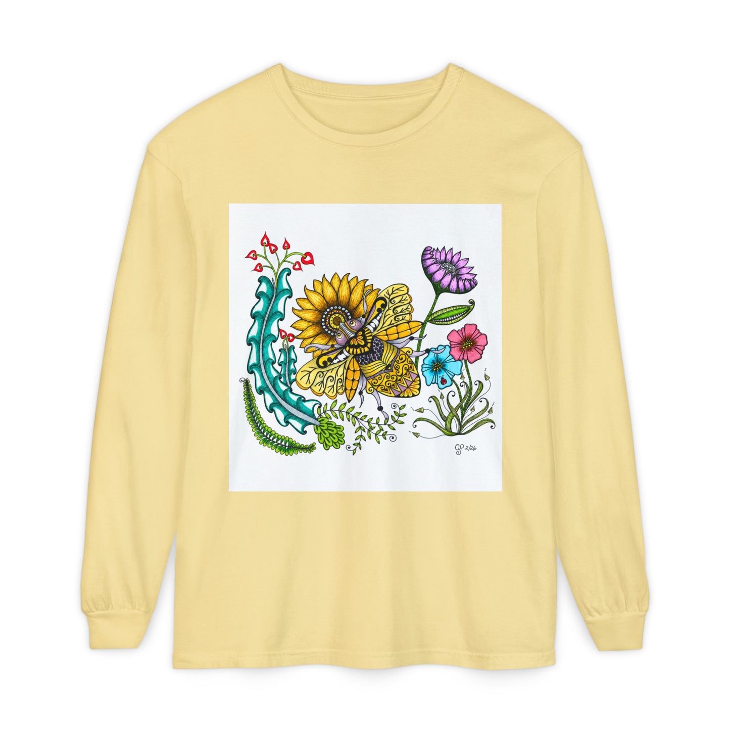 Boho Bumblebee Garment-dyed Long Sleeve T-Shirt