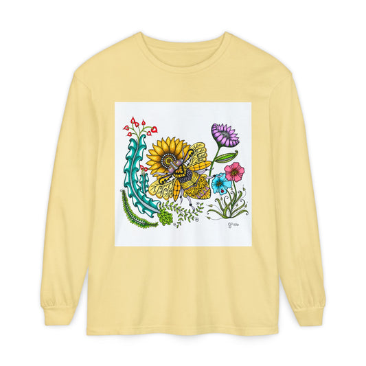 Boho Bumblebee Garment-dyed Long Sleeve T-Shirt