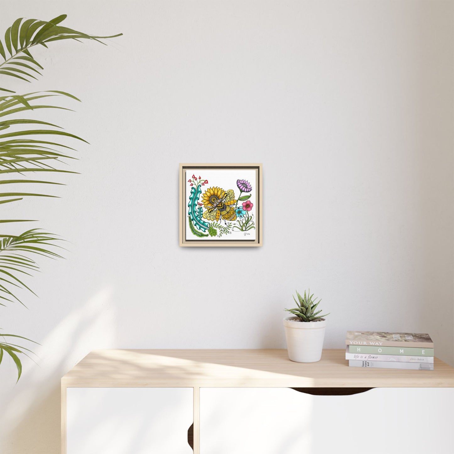 Boho Bumblebee Matte Canvas, Framed (Multi-color)