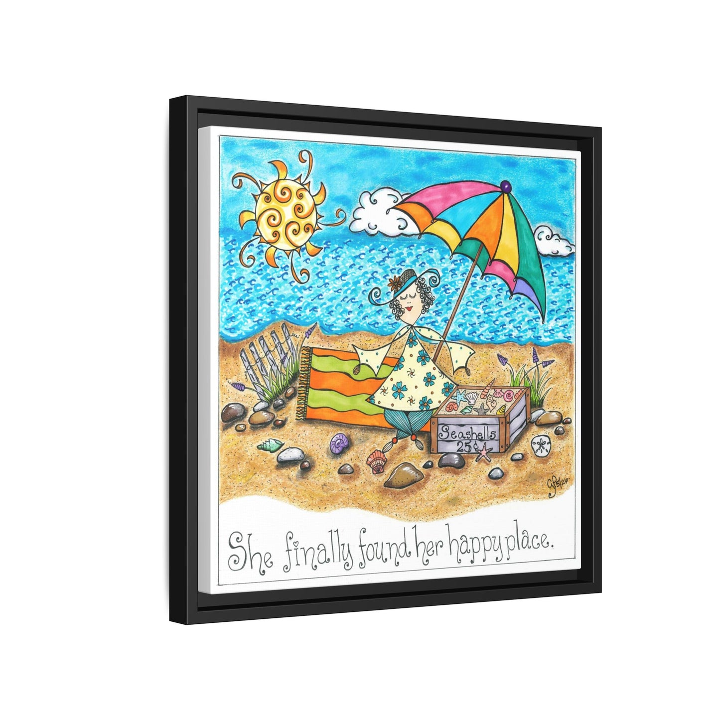 Her Happy Place Matte Canvas, Framed (Multi-color)