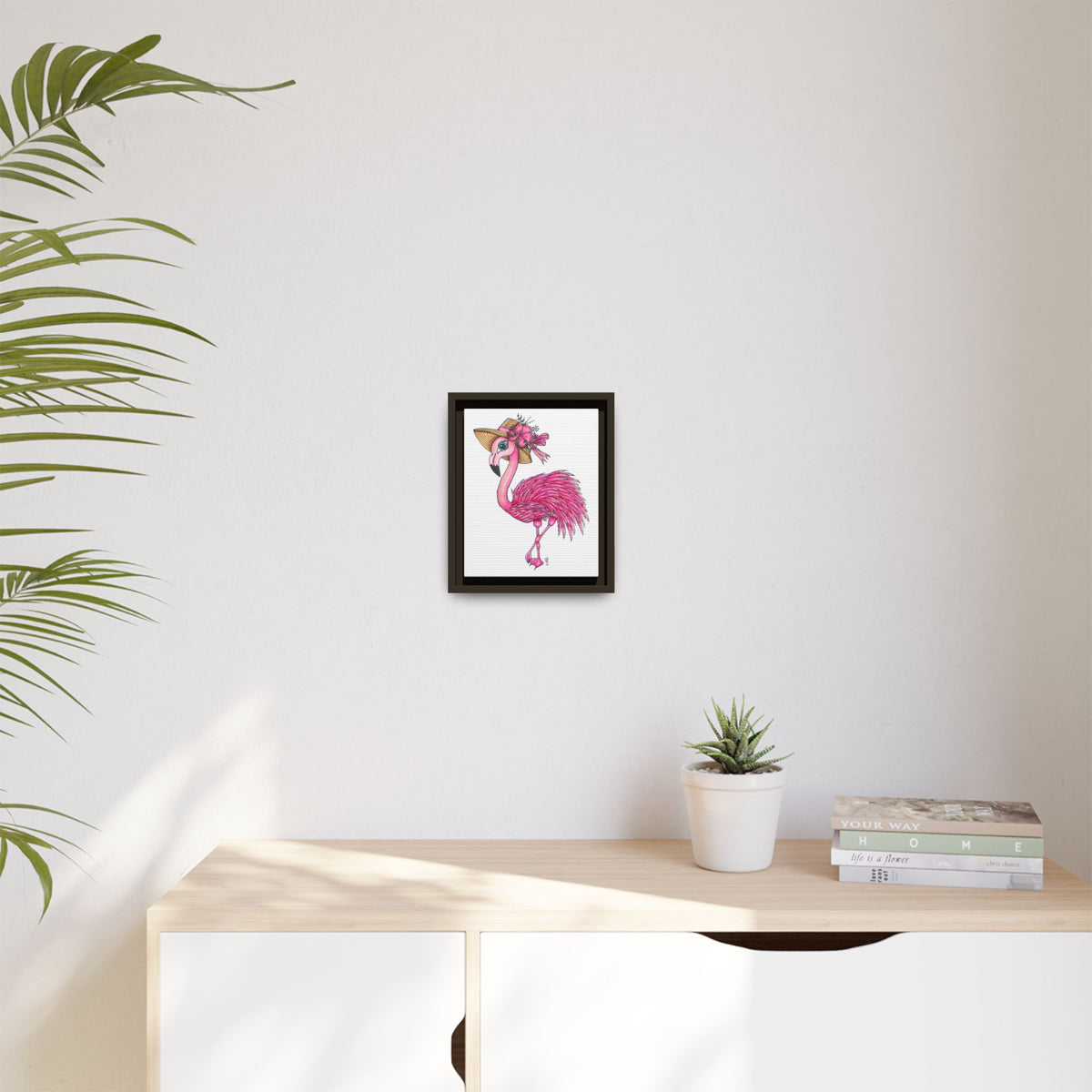Francine The Flamingo Matte Canvas, Framed (Multi-color)