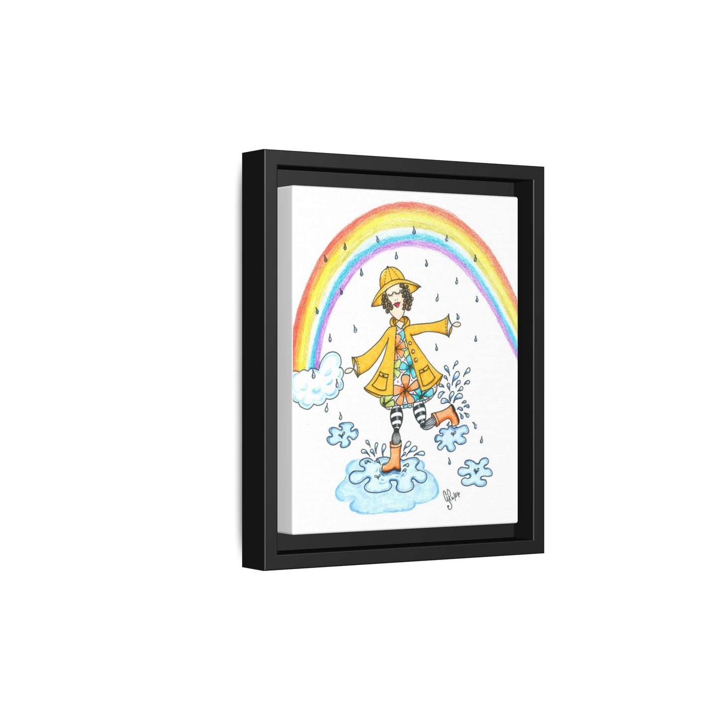 Dancing In The Rain Matte Canvas, Framed (Multi-color)