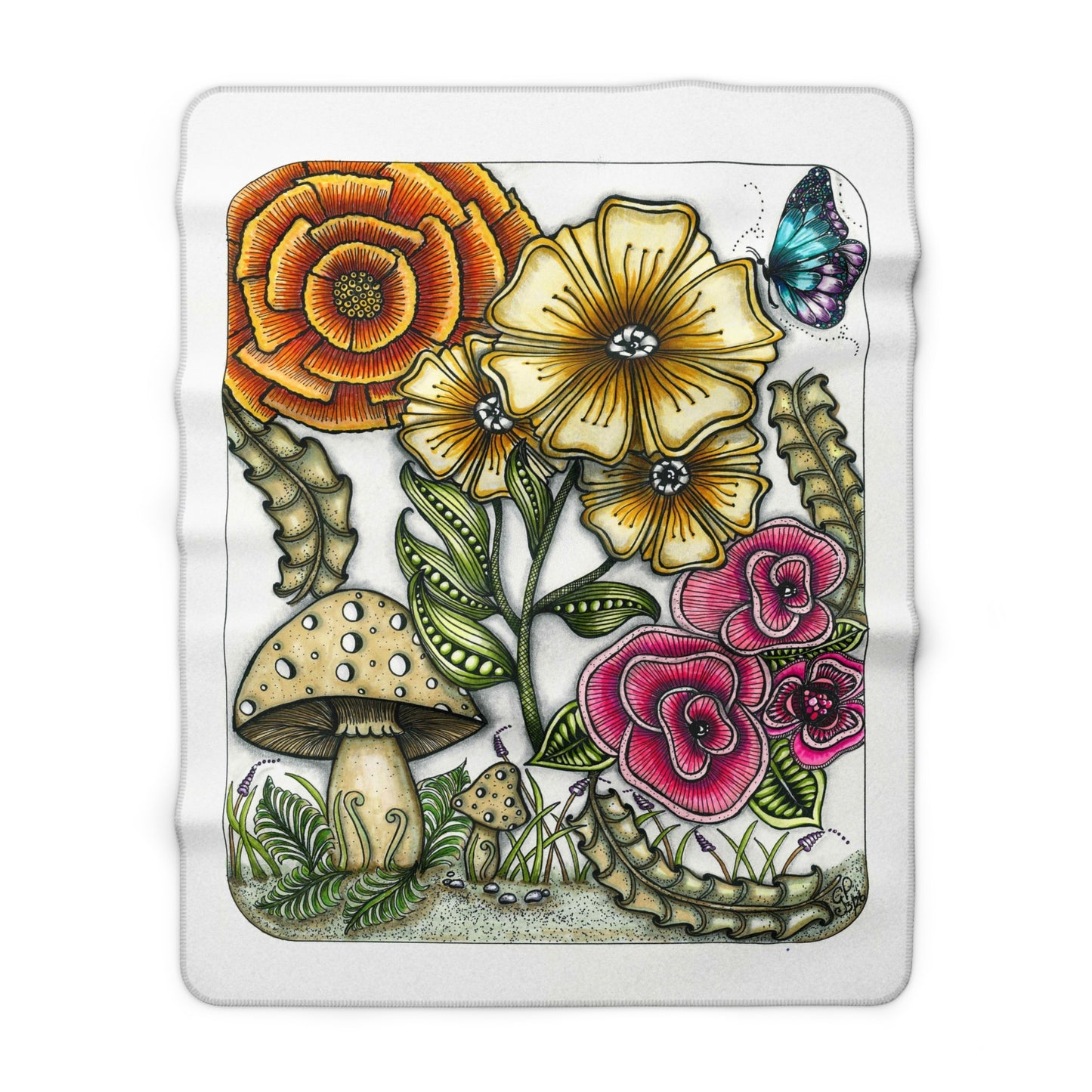 Wild Flowers Sherpa Fleece Blanket