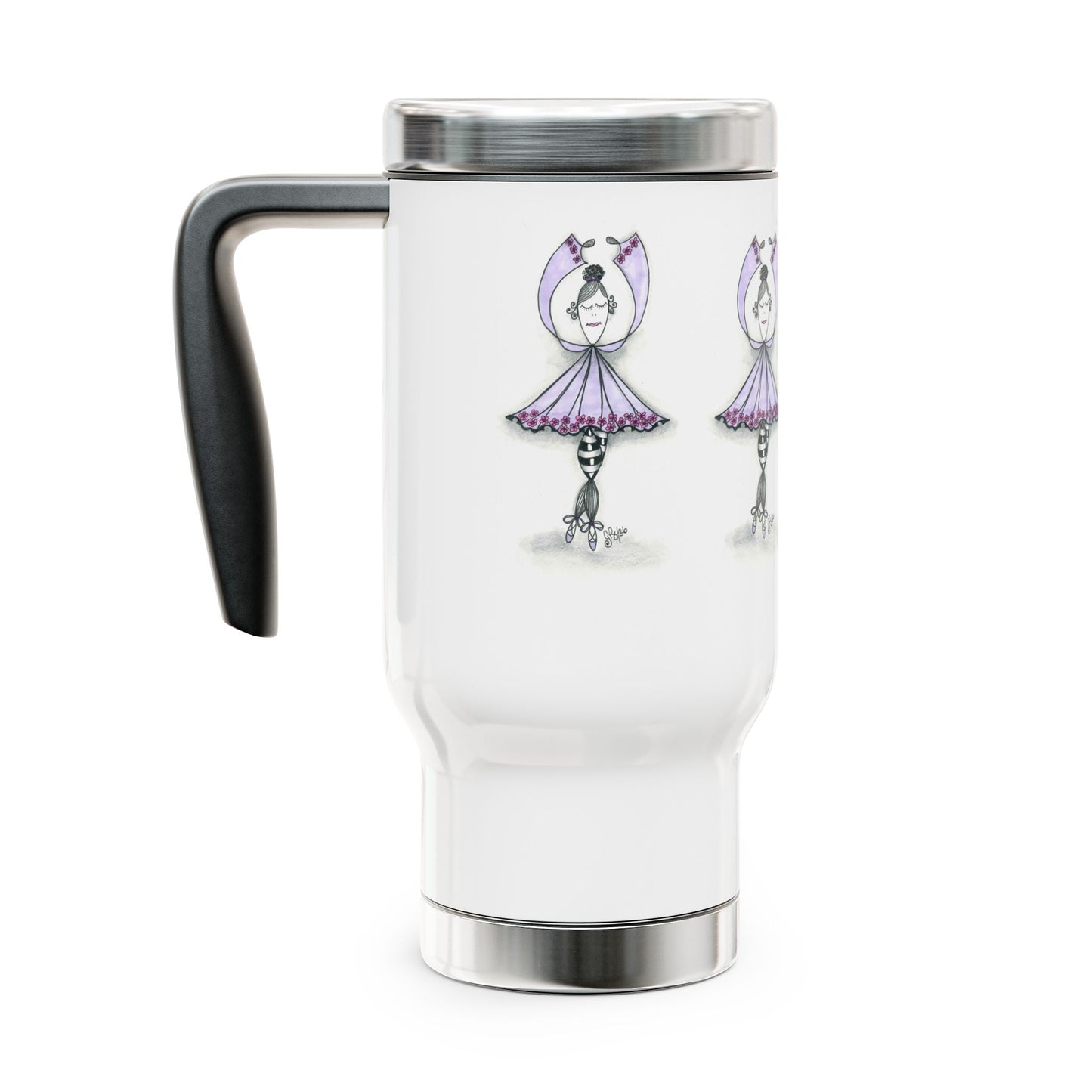 Ballerina Wannabe Stainless Steel Travel Mug with Handle, 14oz