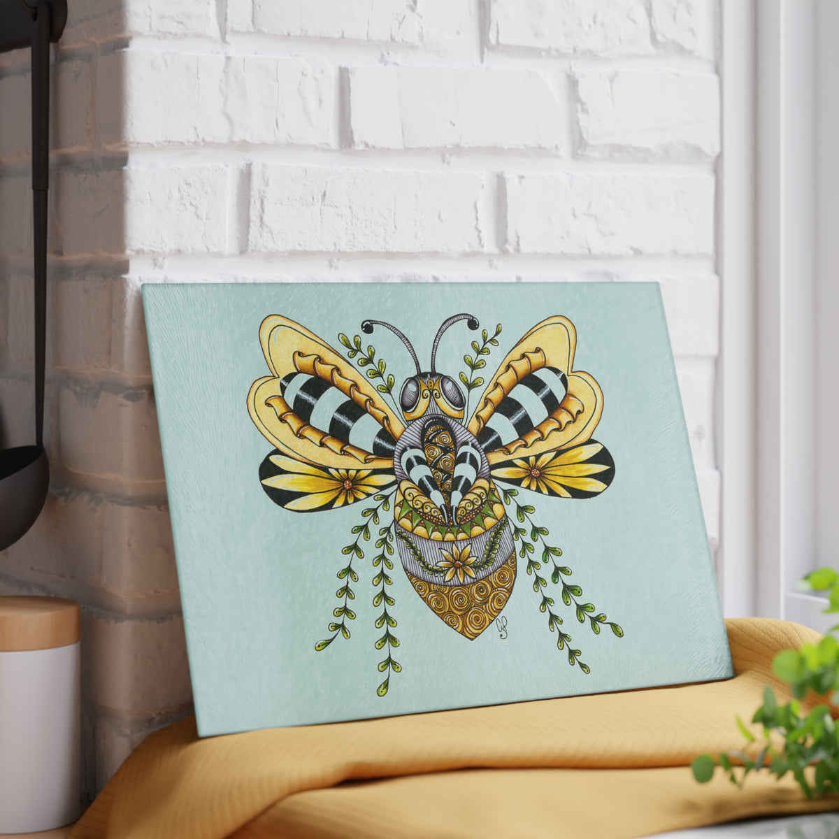 Queen Bee Glass Cutting Board