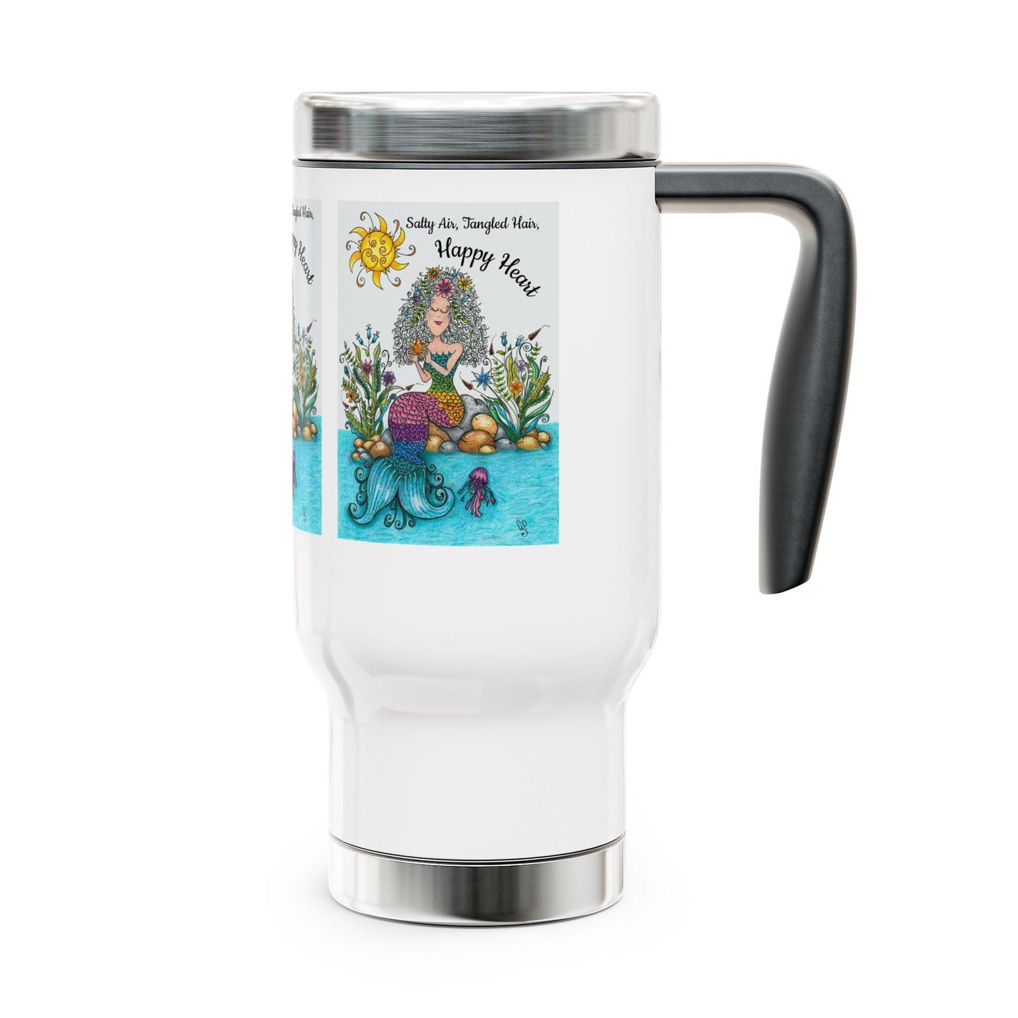 Mermaid Stainless Steel Travel Mug with Handle, 14oz