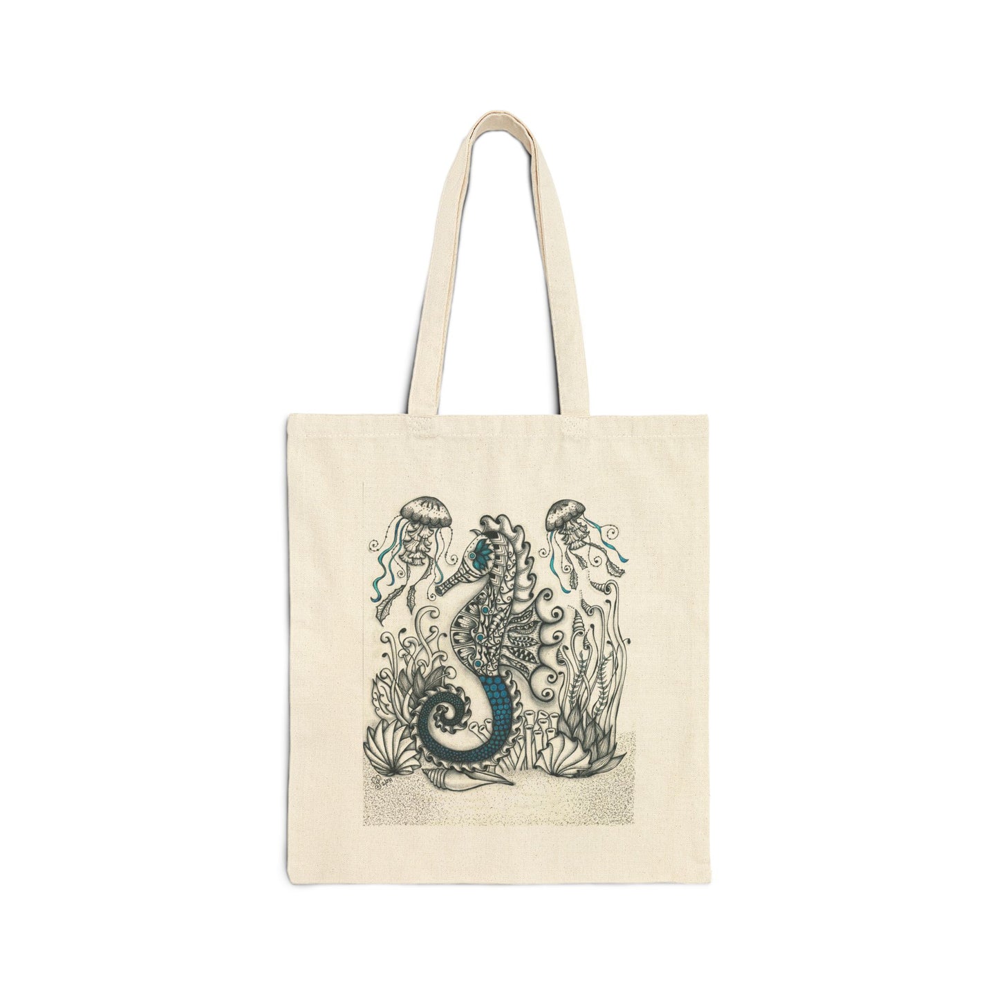Seahorse & Jellyfish Party Cotton Canvas Tote Bag