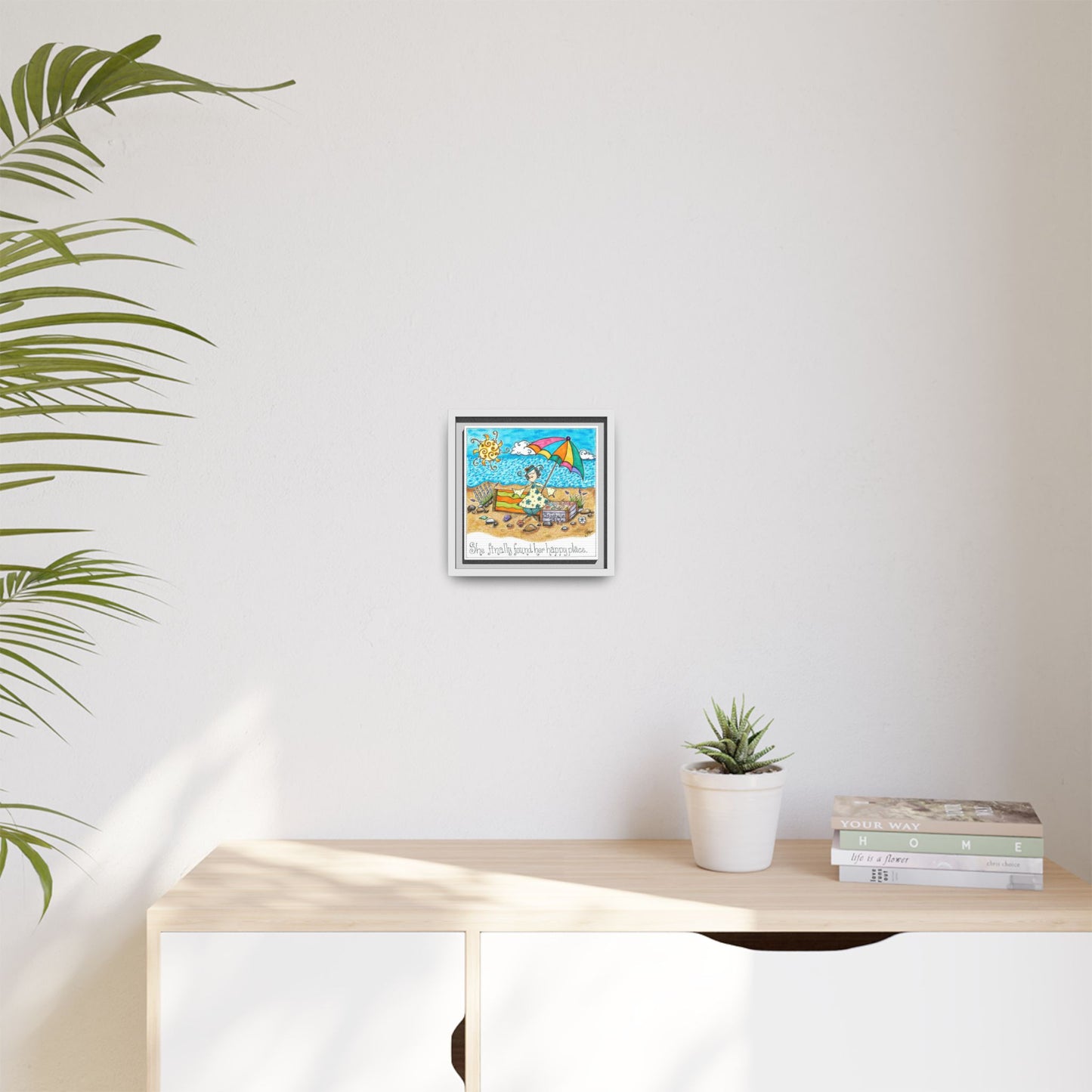 Her Happy Place Matte Canvas, Framed (Multi-color)