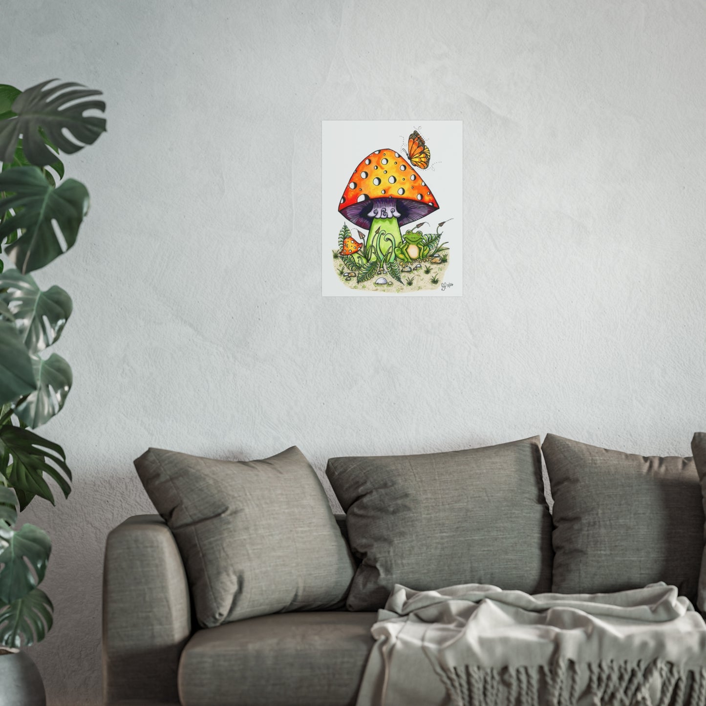 Froggy Loves Mushrooms Fine Art Posters
