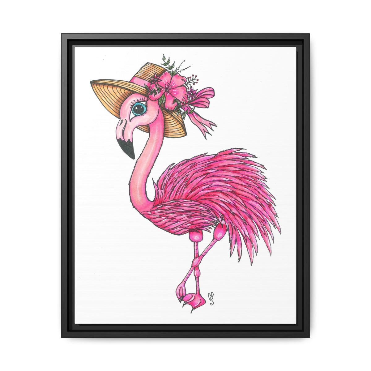 Francine The Flamingo Matte Canvas, Framed (Multi-color)