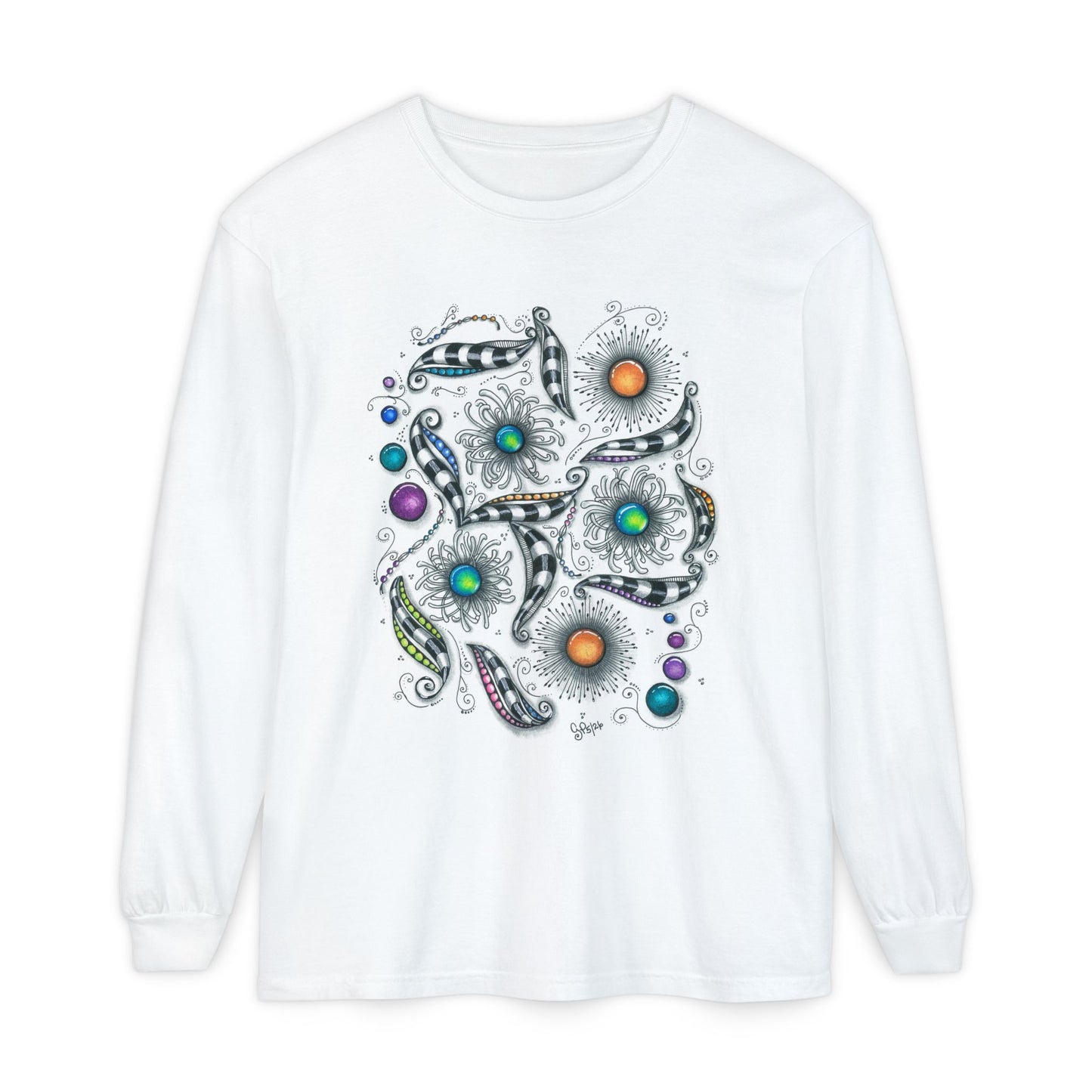 Zen Whimsy Unisex Garment-dyed Long Sleeve T-Shirt