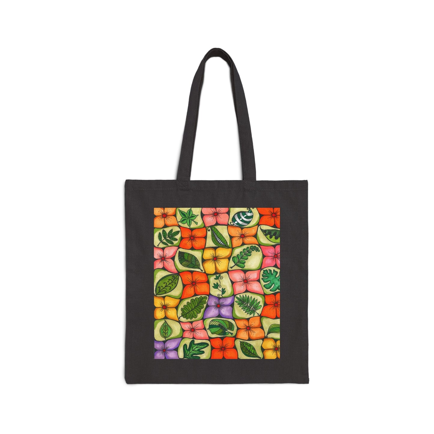 All-Over Flower Cotton Canvas Tote Bag
