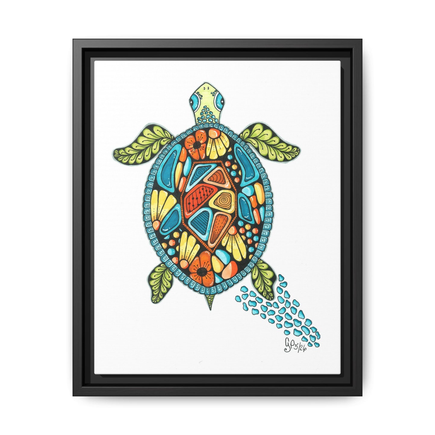 Sea Turtle Matte Canvas, Framed (Multi-color)