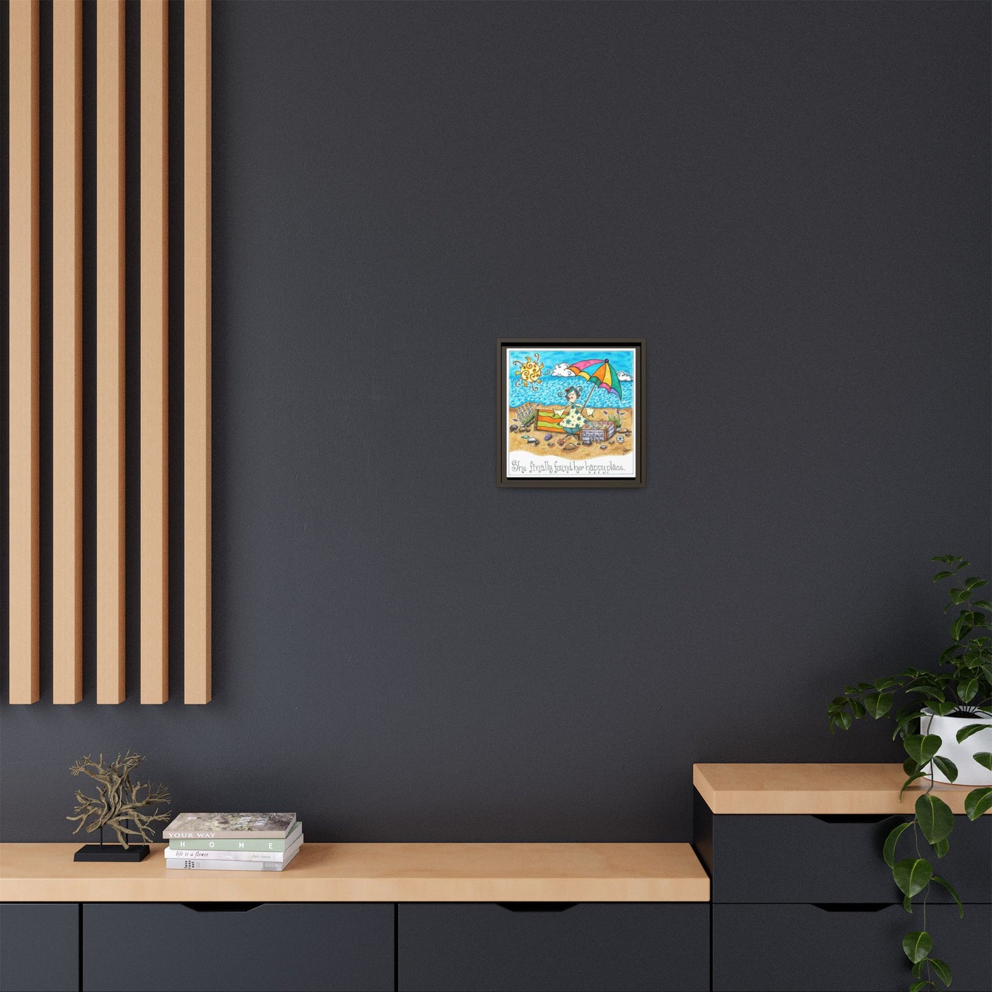Her Happy Place Matte Canvas, Framed (Multi-color)