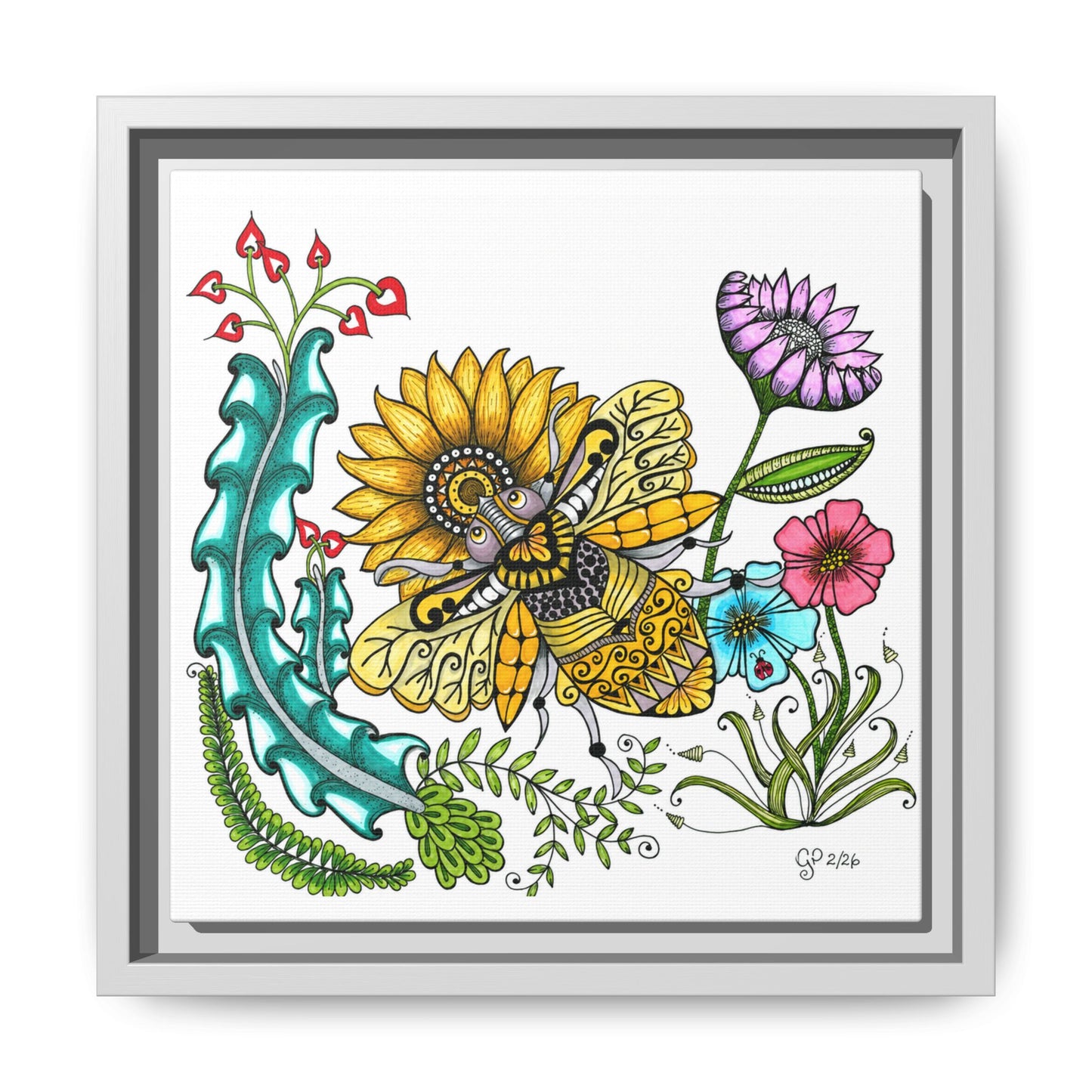 Boho Bumblebee Matte Canvas, Framed (Multi-color)