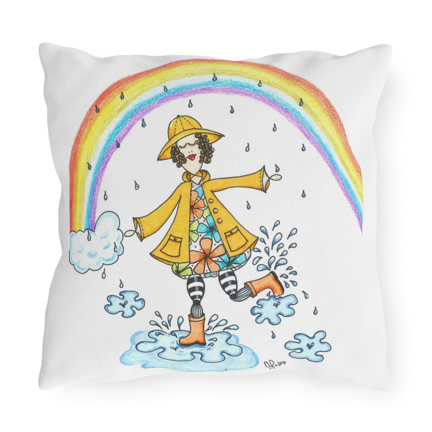 Dancing In The Rain Outdoor Pillow