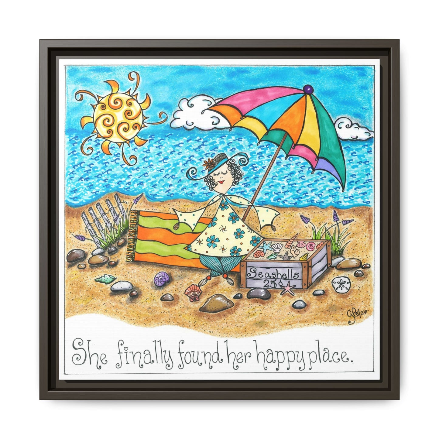 Her Happy Place Matte Canvas, Framed (Multi-color)