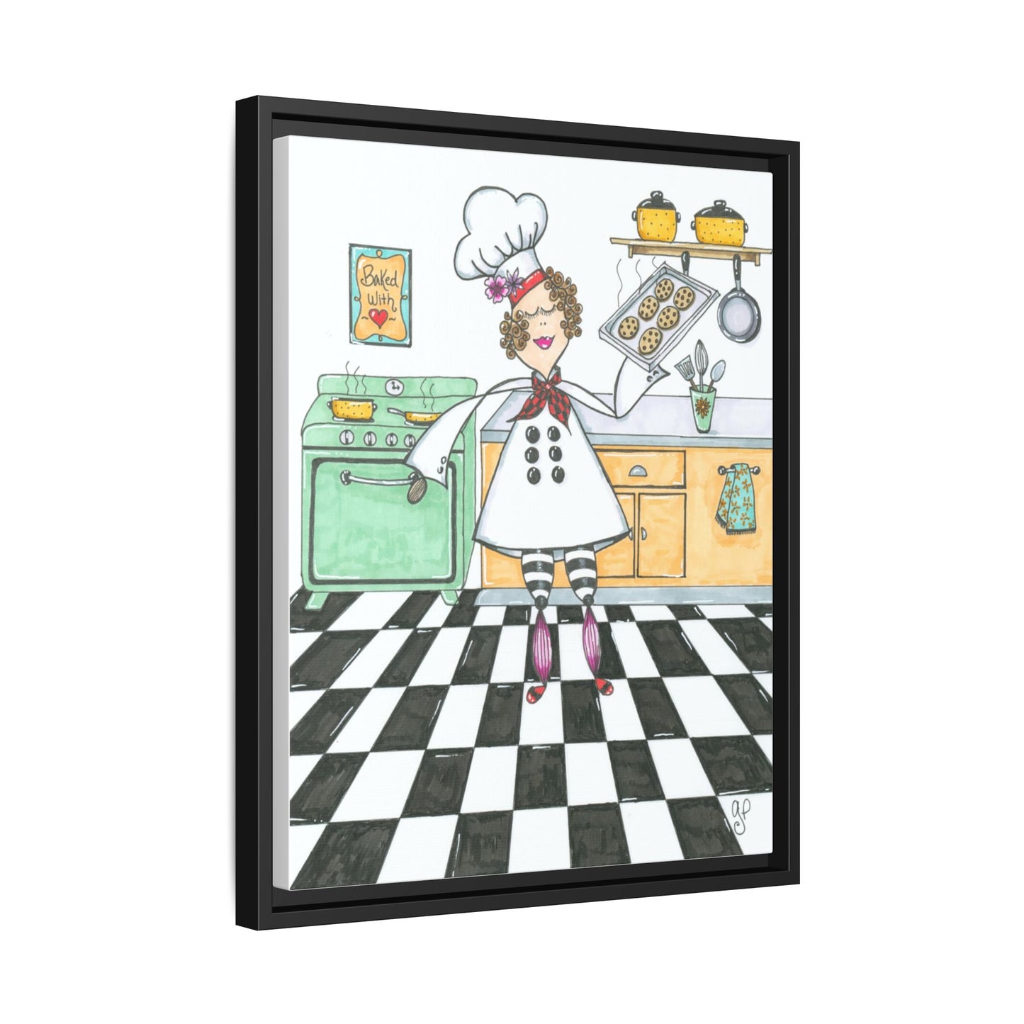 She Bakes! Matte Canvas, Framed (Multi-color)
