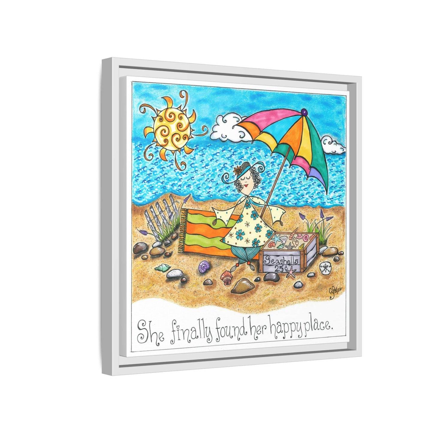 Her Happy Place Matte Canvas, Framed (Multi-color)