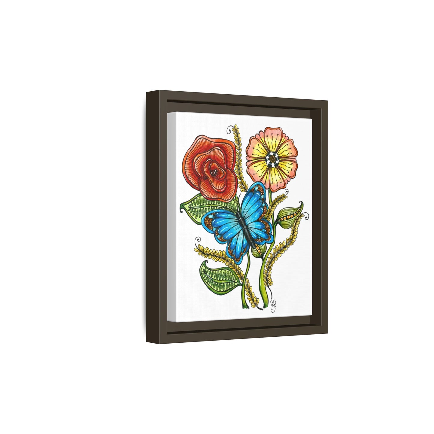 Blue Butterfly Matte Canvas, Framed (Multi-color)