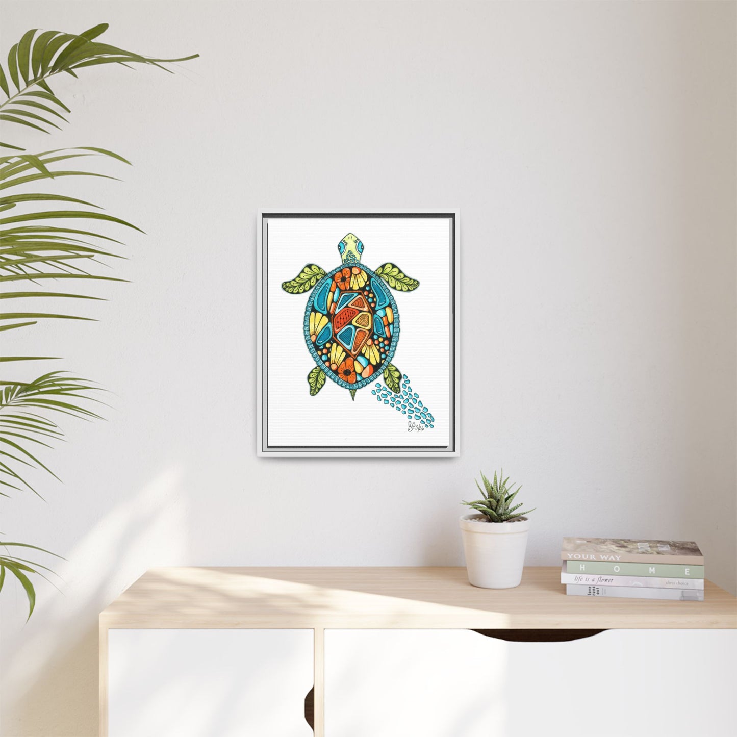 Sea Turtle Matte Canvas, Framed (Multi-color)
