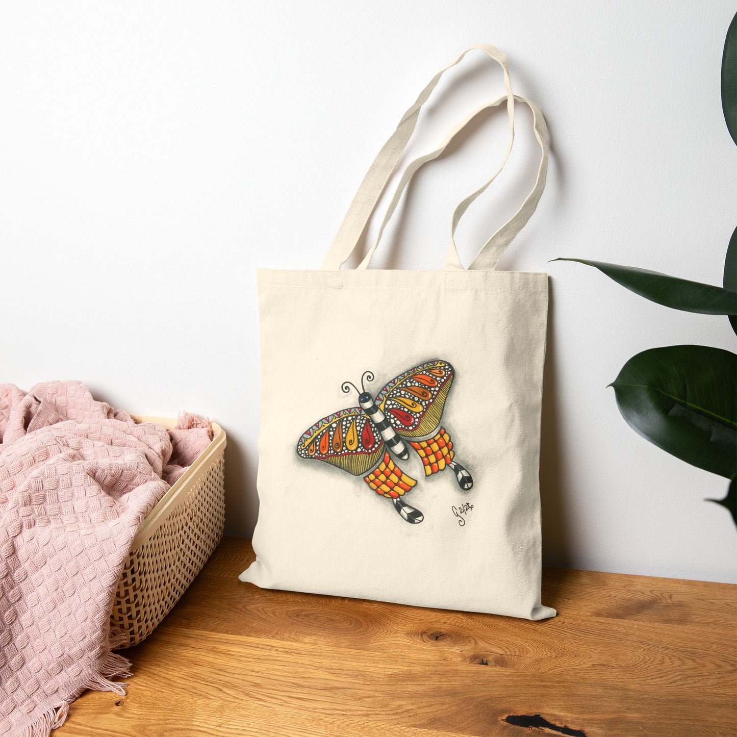 Butterfly Cotton Canvas Tote Bag