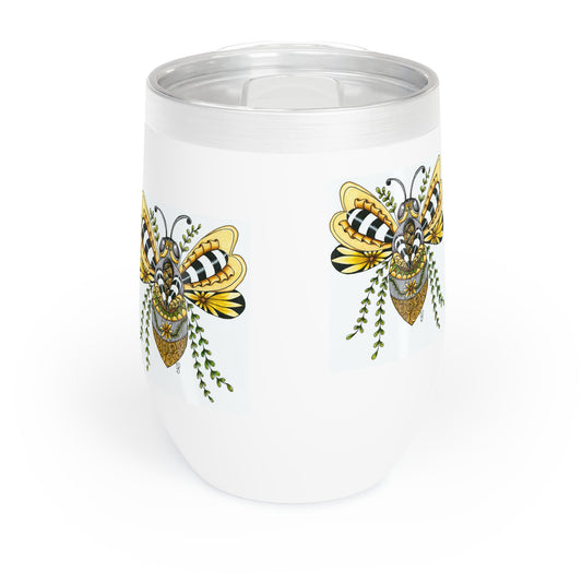 Queen Bee illustration on a 12oz insulated stemless wine tumbler
