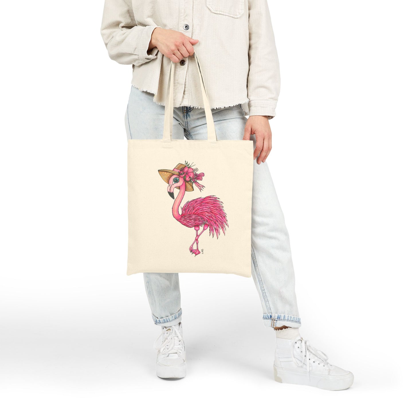 Flamingo Cotton Canvas Tote Bag