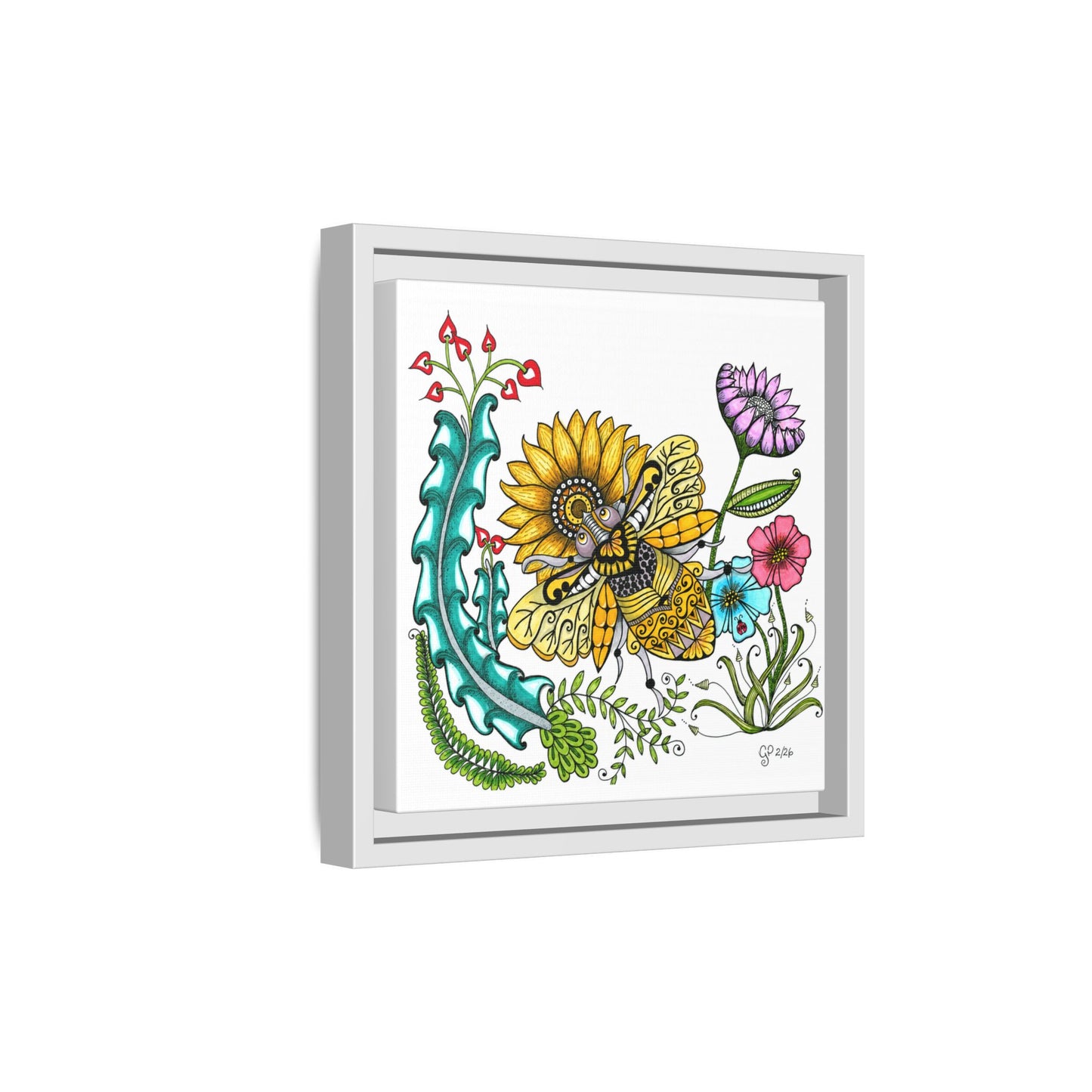 Boho Bumblebee Matte Canvas, Framed (Multi-color)
