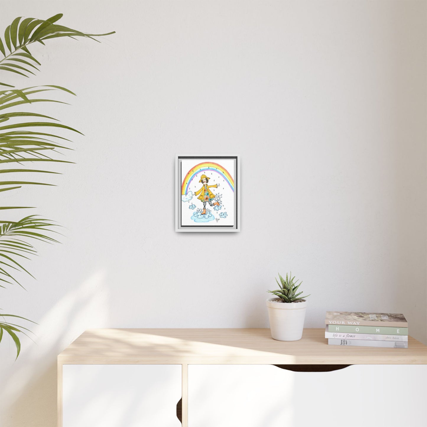 Dancing In The Rain Matte Canvas, Framed (Multi-color)