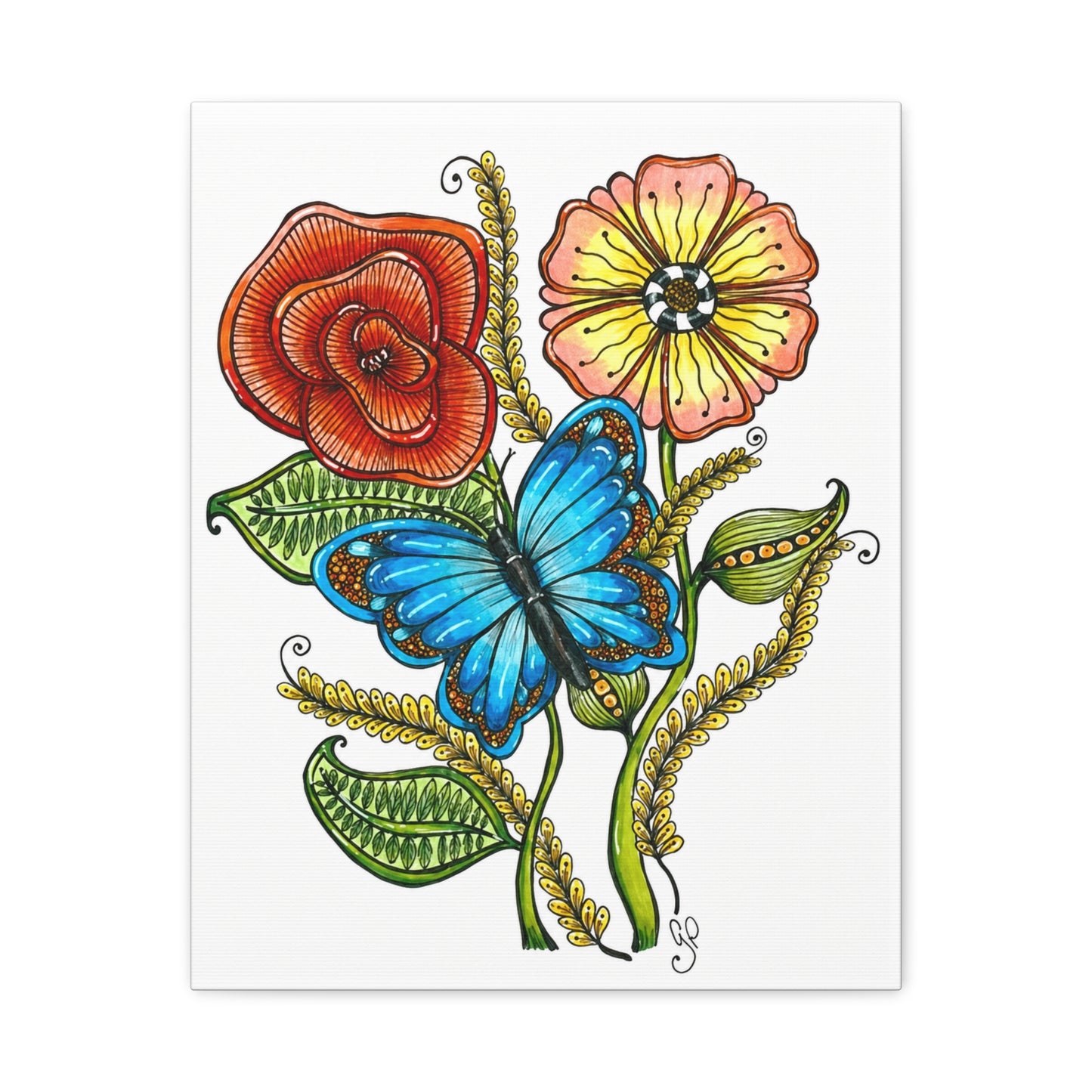 Blue Butterfly Matte Canvas, Stretched, 1.25"