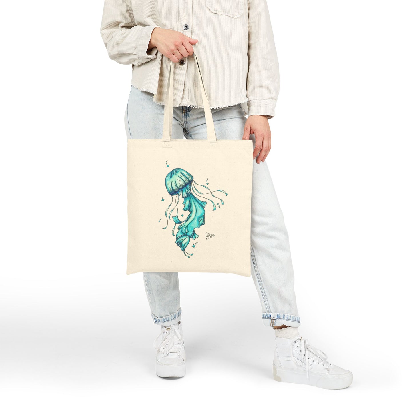 Dancing Jellyfish Cotton Canvas Tote Bag