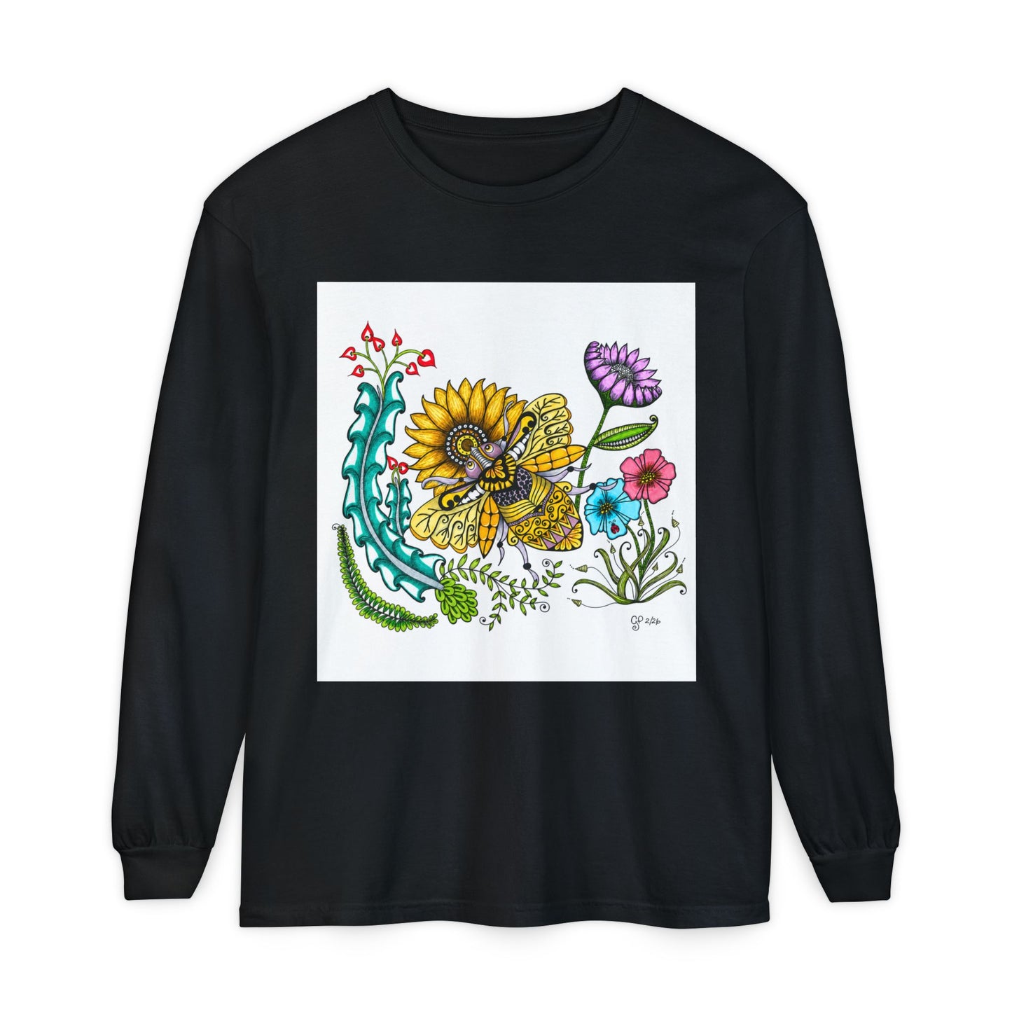 Boho Bumblebee Garment-dyed Long Sleeve T-Shirt