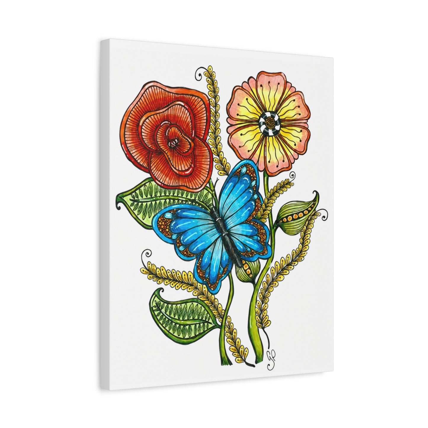 Blue Butterfly Matte Canvas, Stretched, 1.25"
