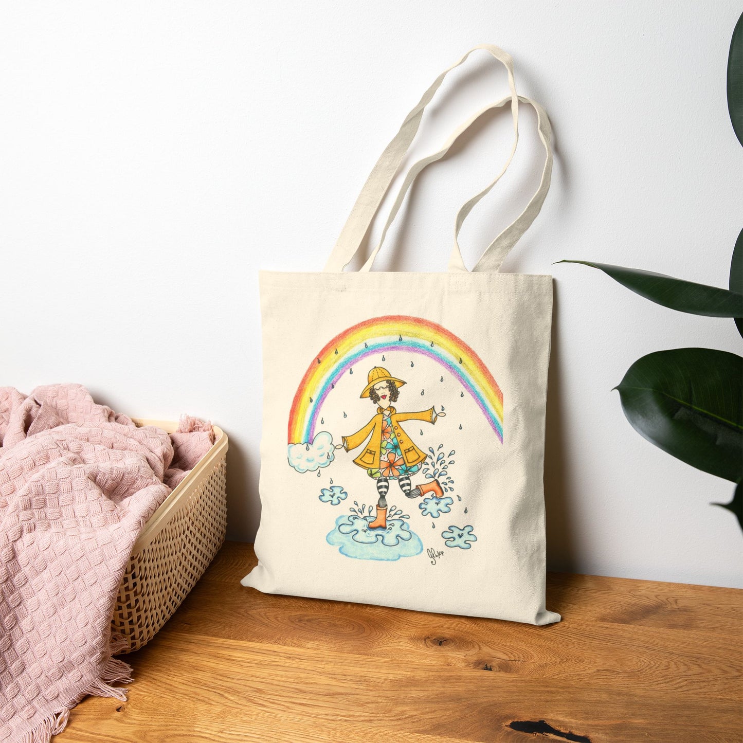 Dancing In The Rain Cotton Canvas Tote Bag
