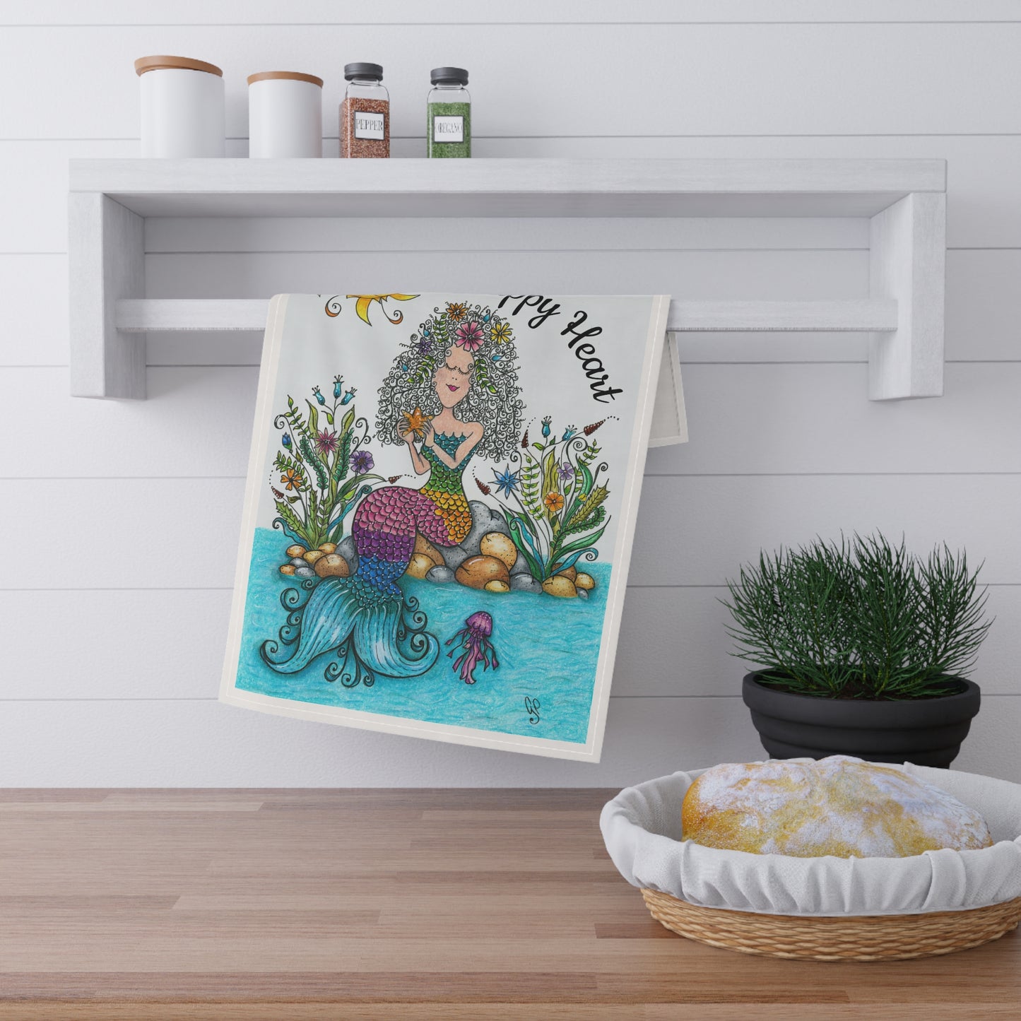 Mermaid Tea Towel (cotton twill)