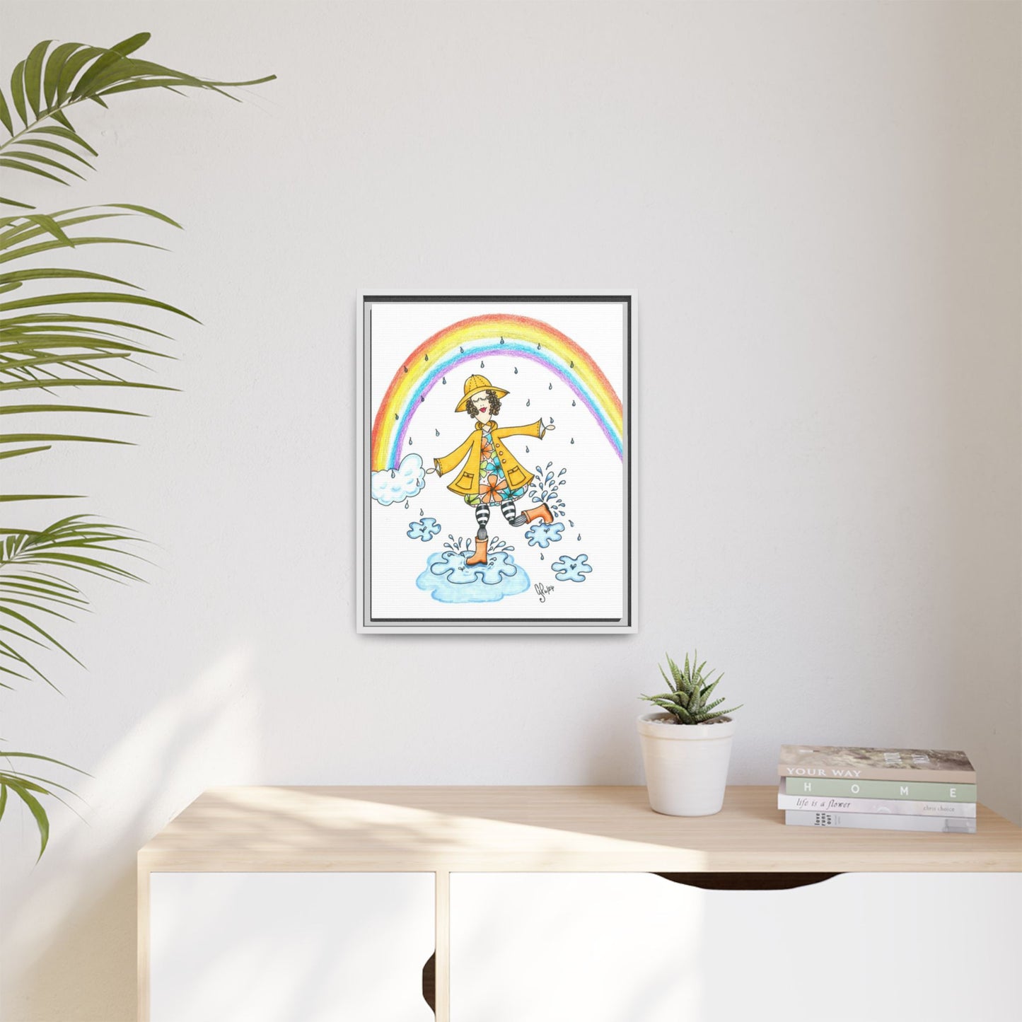 Dancing In The Rain Matte Canvas, Framed (Multi-color)