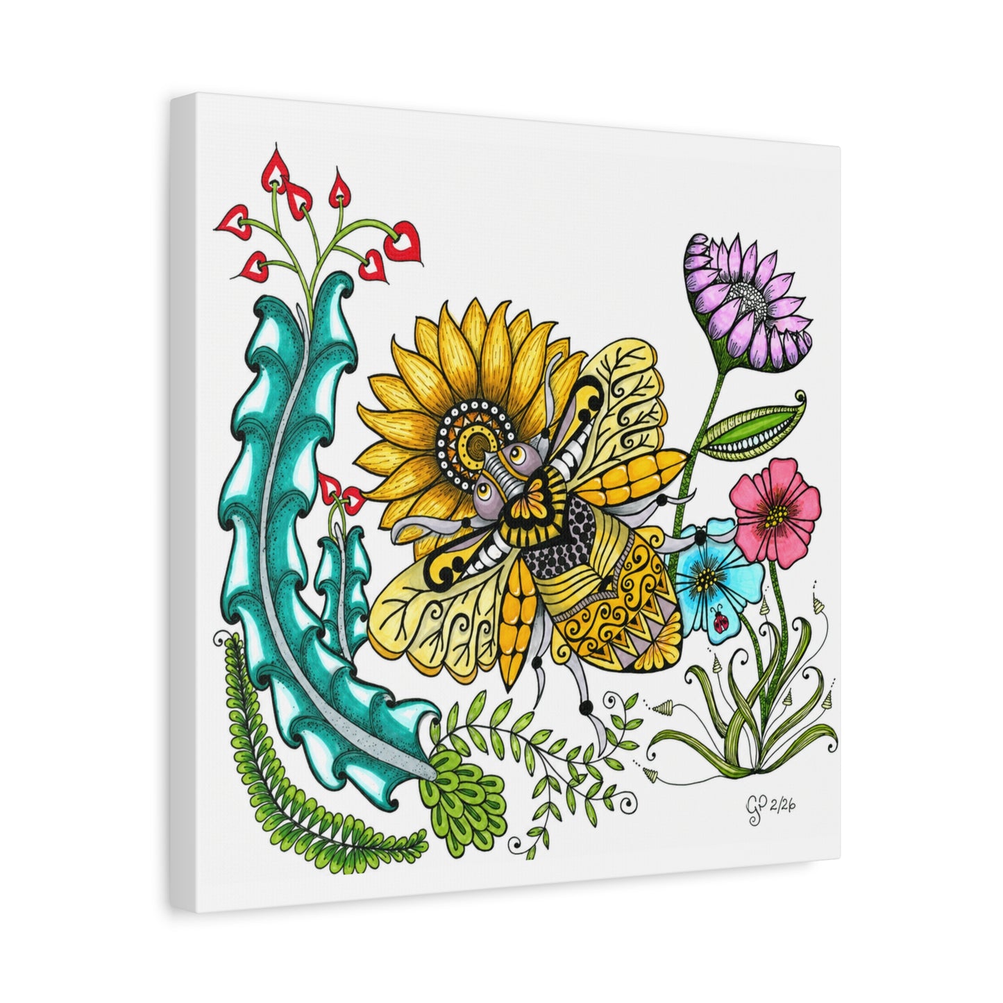 Boho Bumblebee Matte Canvas, Stretched, 1.25"