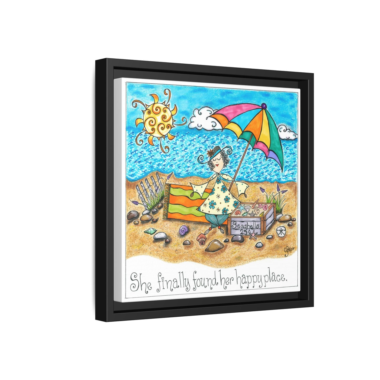 Her Happy Place Matte Canvas, Framed (Multi-color)