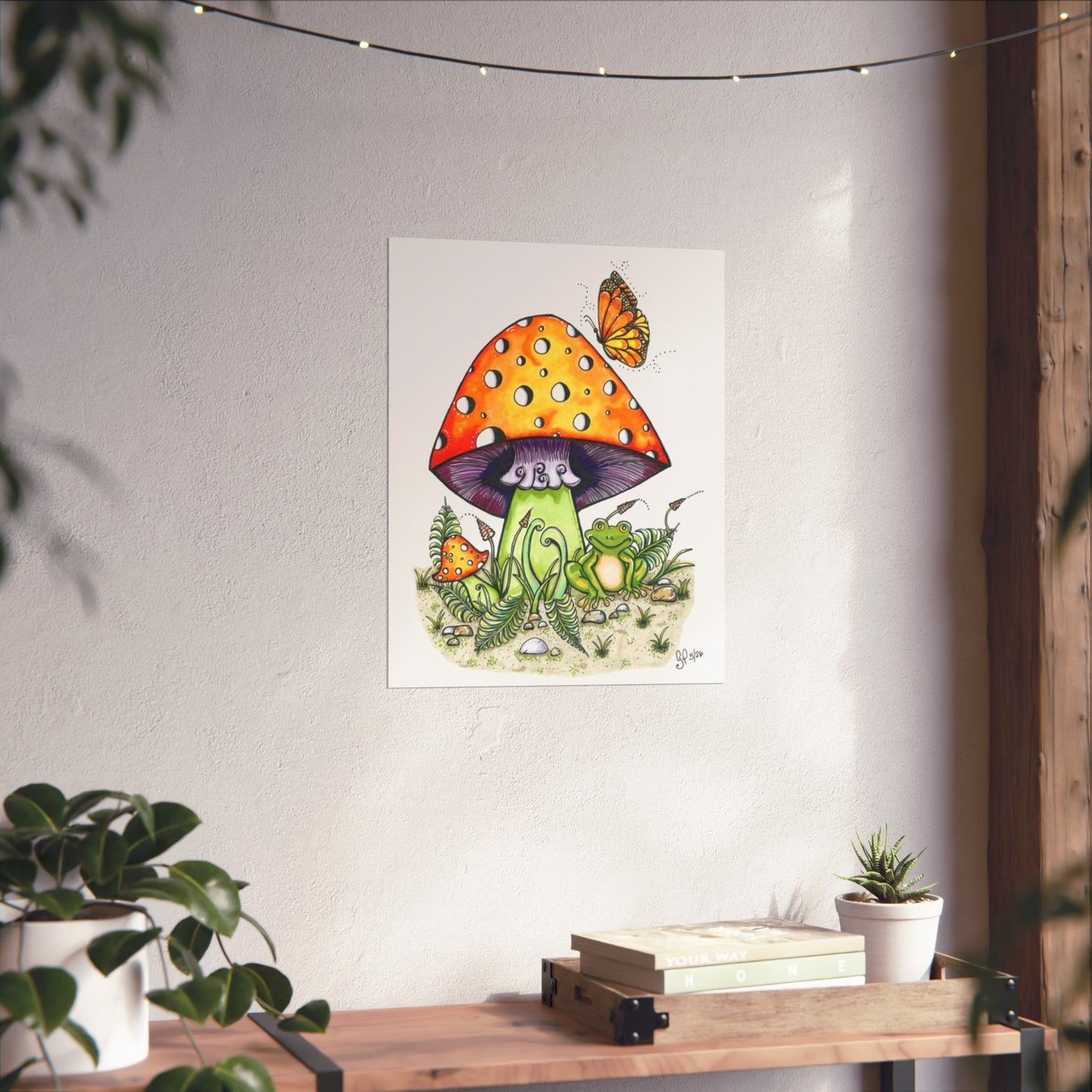 Froggy Loves Mushrooms Fine Art Posters