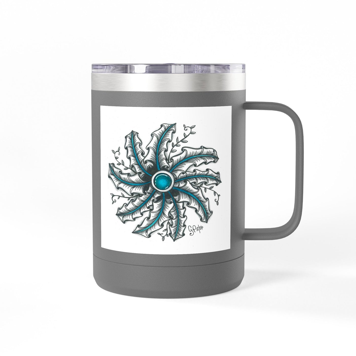 Teal Gem Coffee Mug Tumbler, 15oz