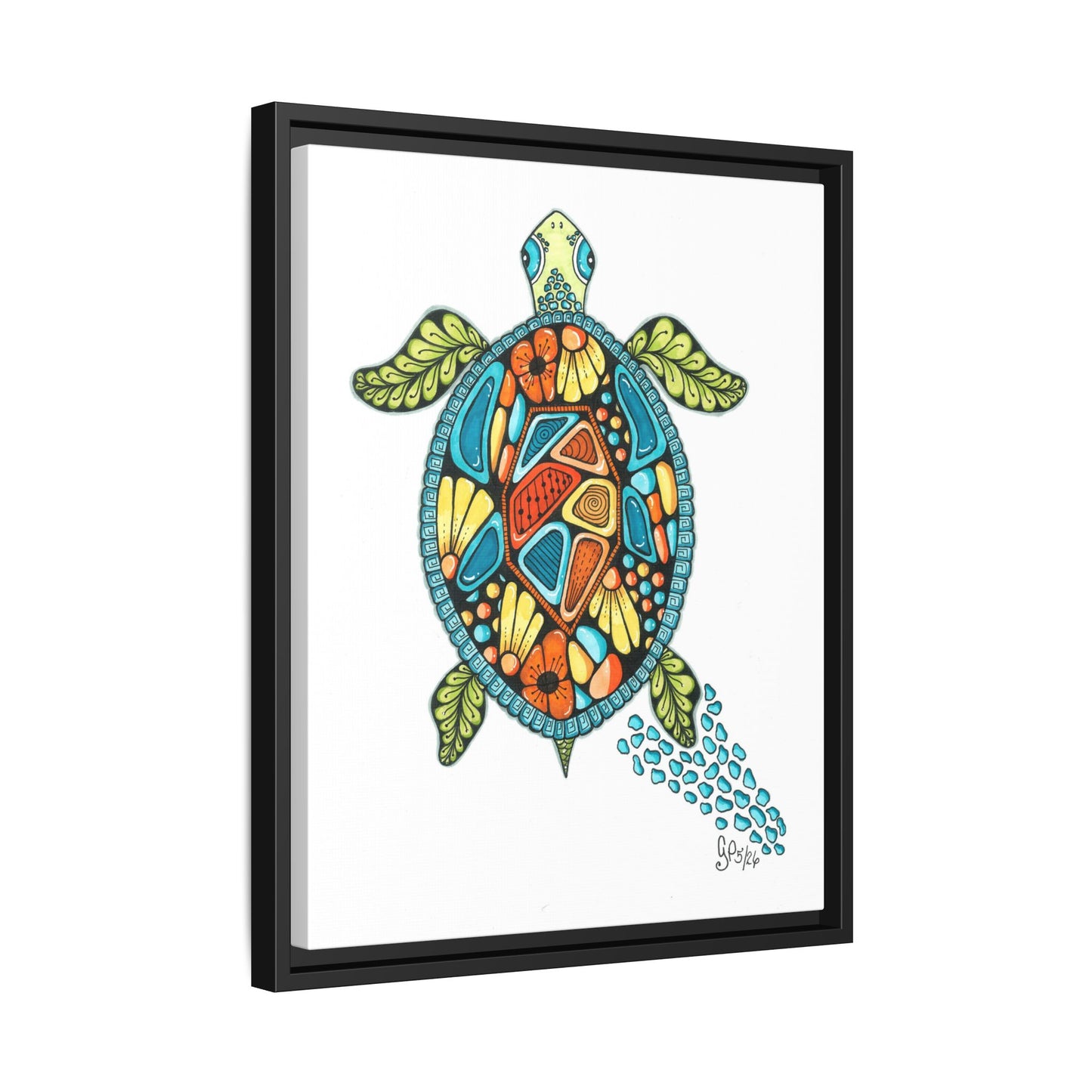 Sea Turtle Matte Canvas, Framed (Multi-color)
