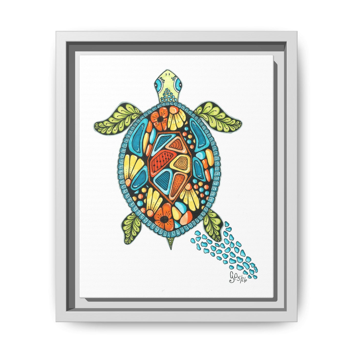 Sea Turtle Matte Canvas, Framed (Multi-color)