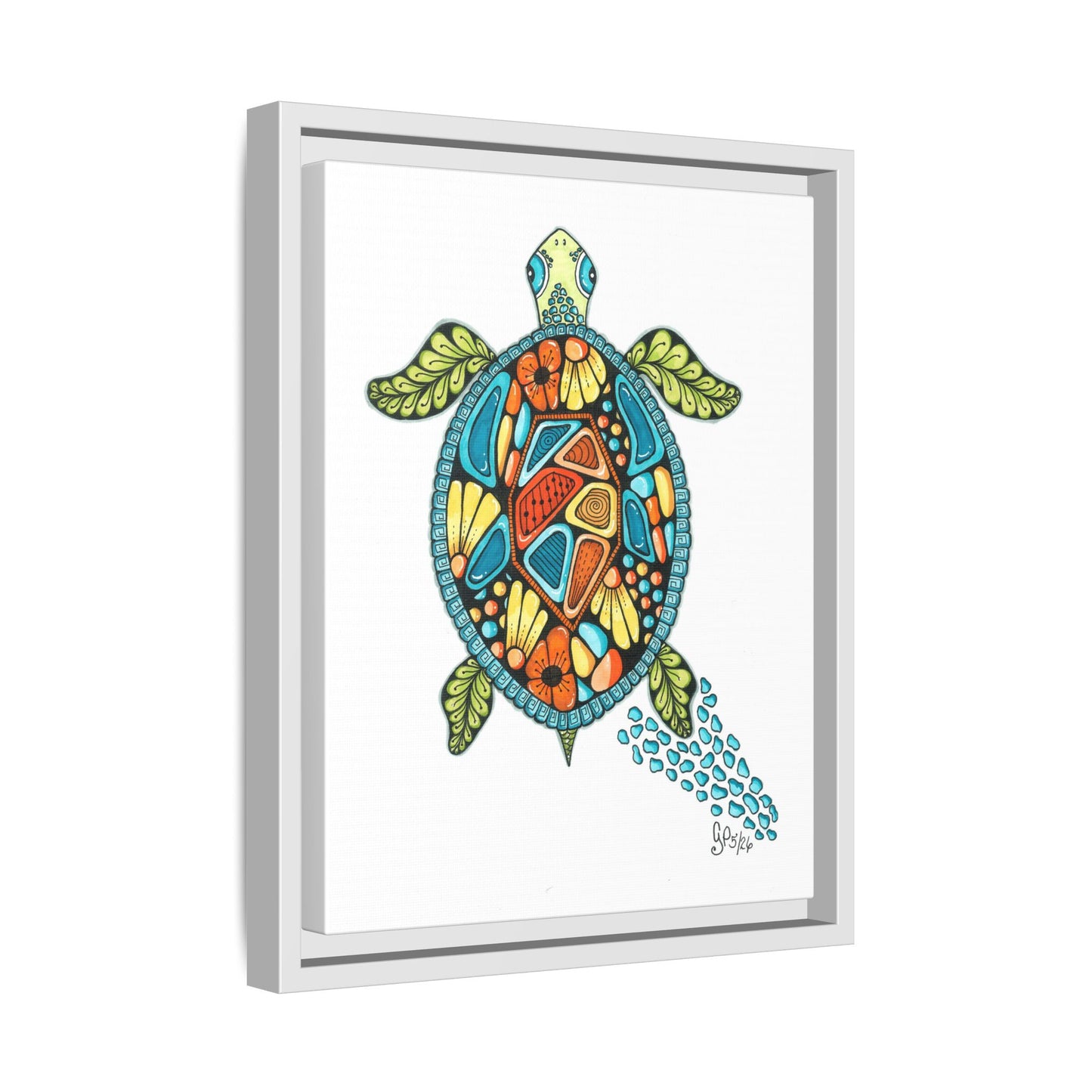 Sea Turtle Matte Canvas, Framed (Multi-color)