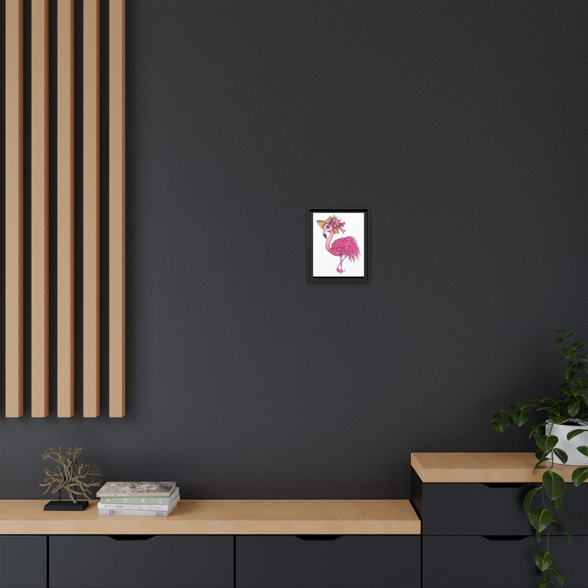 Francine The Flamingo Matte Canvas, Framed (Multi-color)