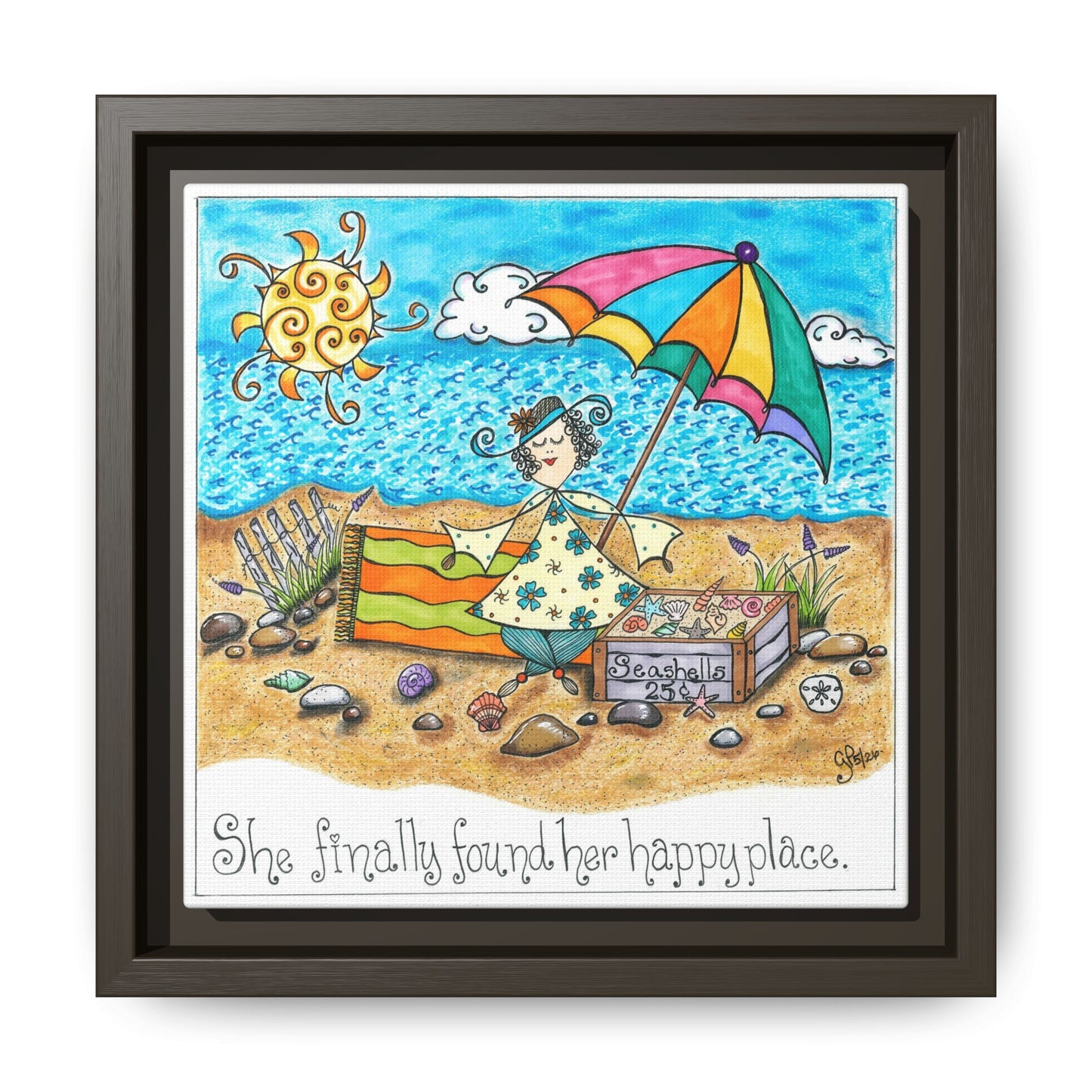 Her Happy Place Matte Canvas, Framed (Multi-color)