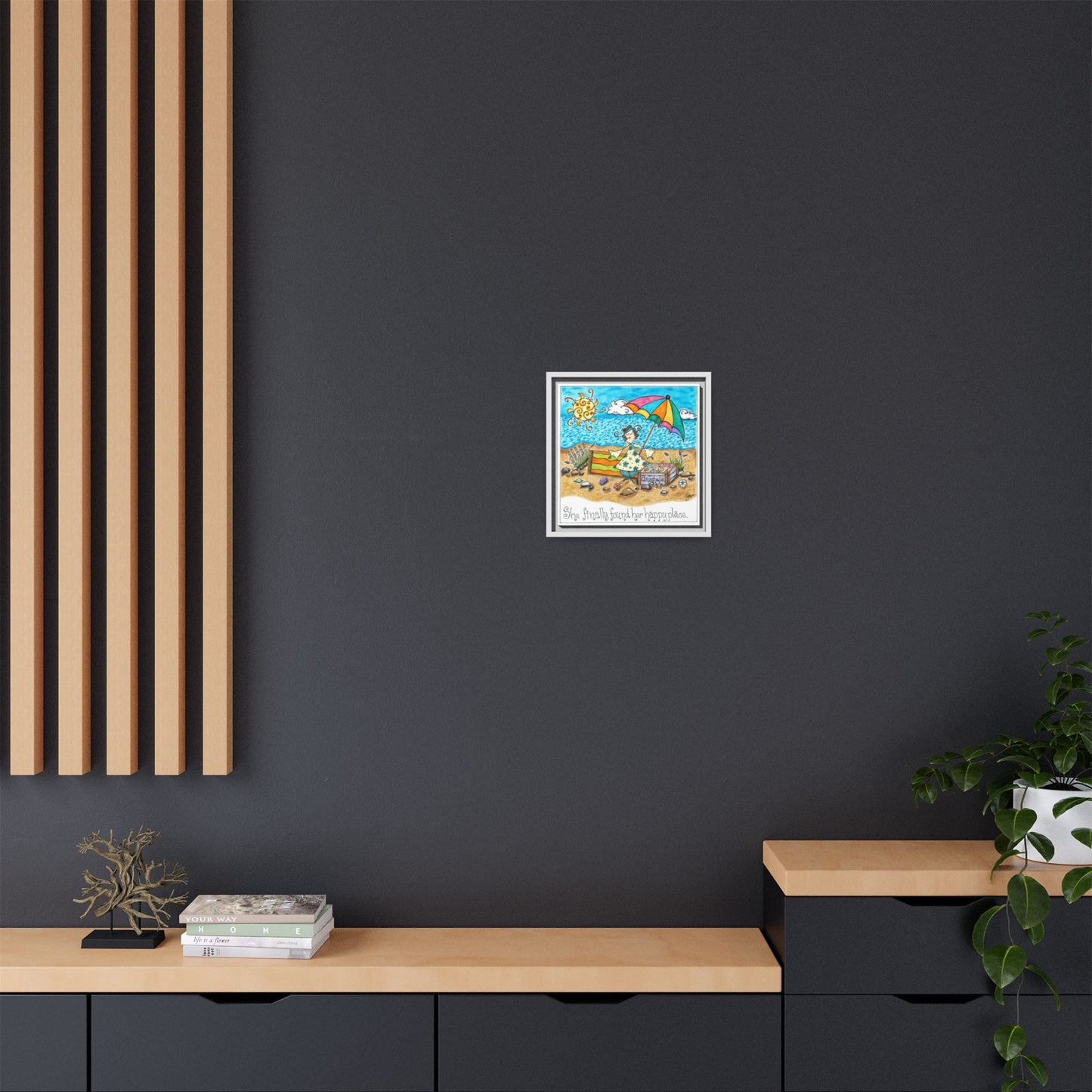 Her Happy Place Matte Canvas, Framed (Multi-color)