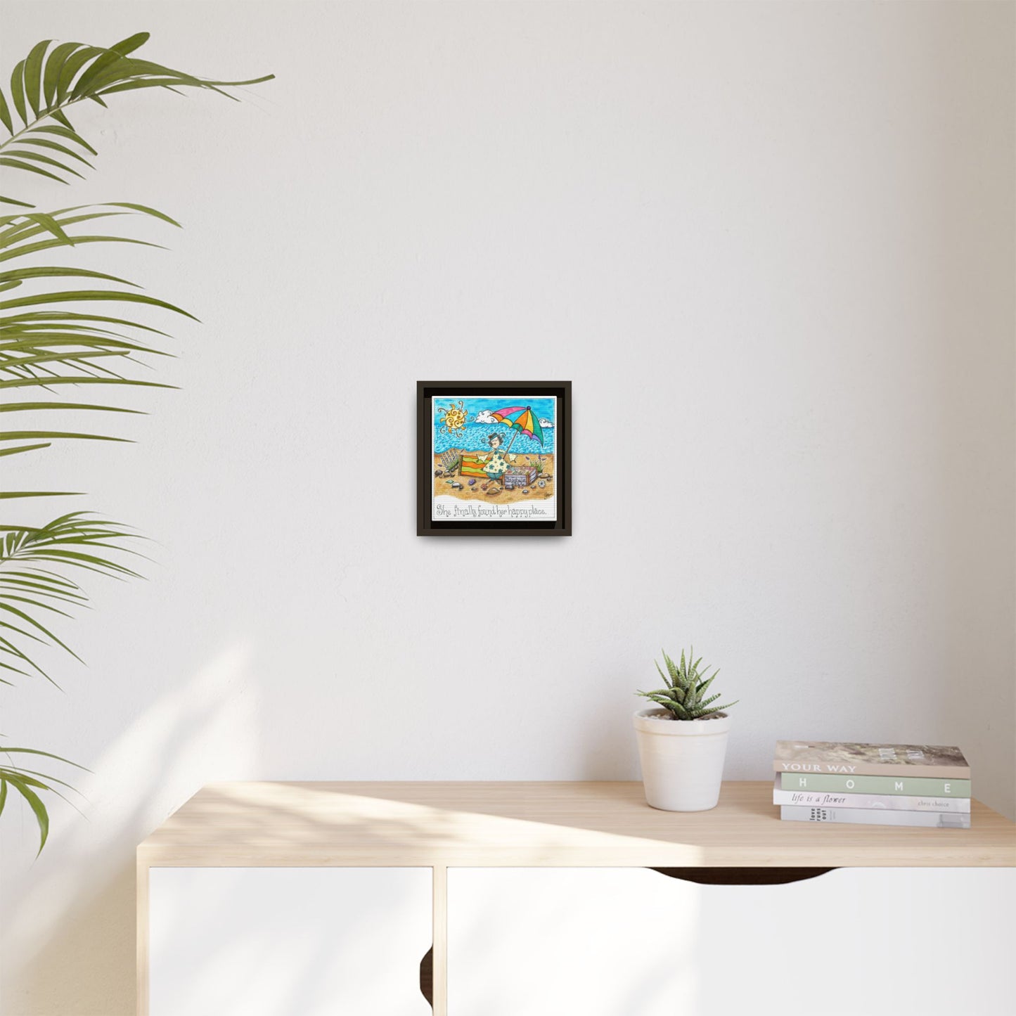 Her Happy Place Matte Canvas, Framed (Multi-color)